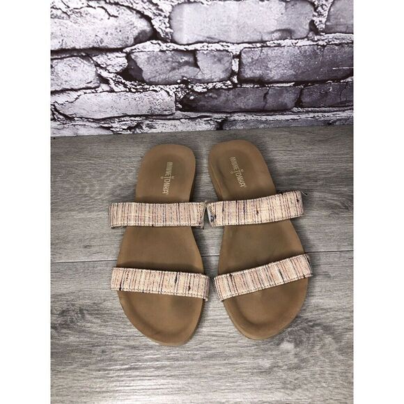 Minnetonka 532288 Pink Fabric Striped Casual Slides Sandals Women Sz 7M US/38EU - Picture 2 of 16